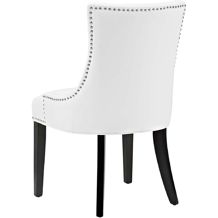 Elegance White Faux Leather Upholstered Side Chair with Nailhead Trim