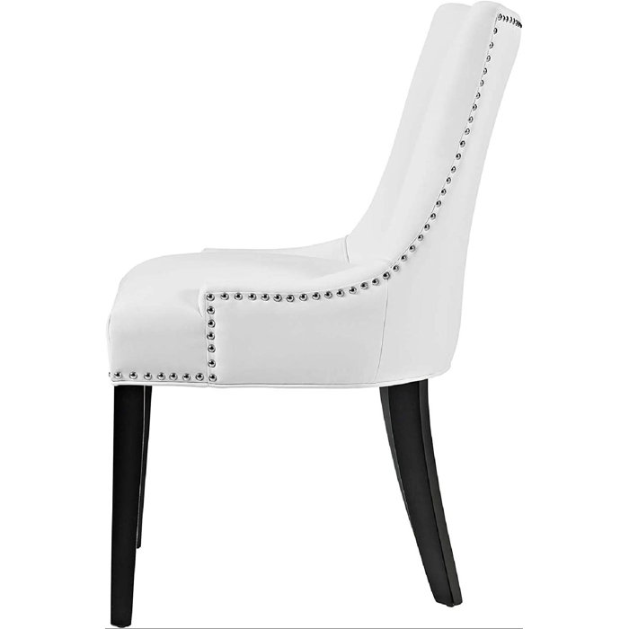Elegance White Faux Leather Upholstered Side Chair with Nailhead Trim