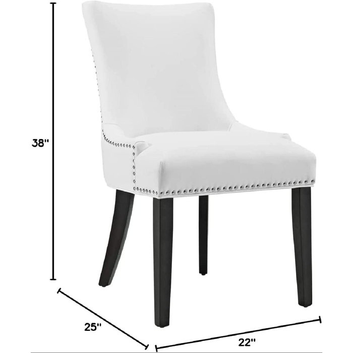 Elegance White Faux Leather Upholstered Side Chair with Nailhead Trim