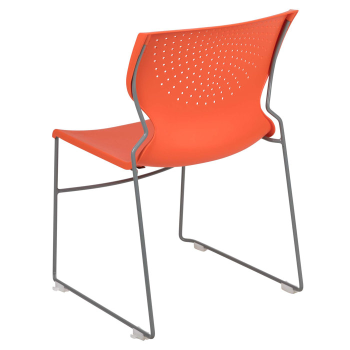 Everleigh Orange Full Back Ergonomic Stack Chair with Gray Metal Frame