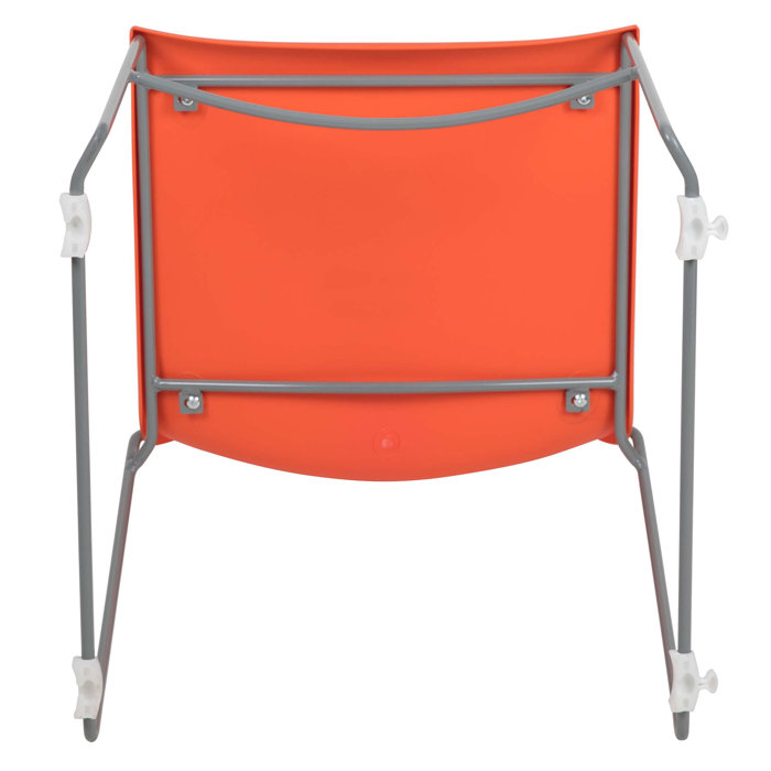 Everleigh Orange Full Back Ergonomic Stack Chair with Gray Metal Frame