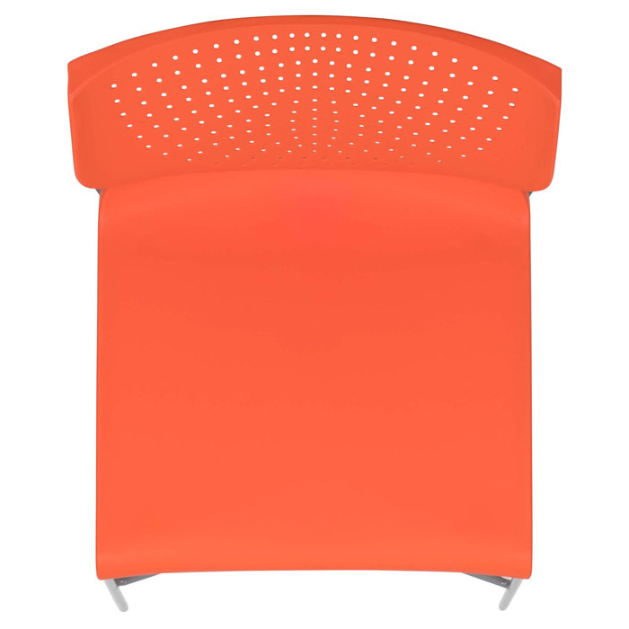 Everleigh Orange Full Back Ergonomic Stack Chair with Gray Metal Frame
