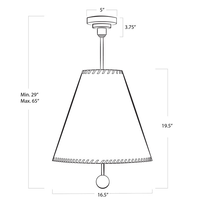 Natural Brass Linen Shade 2-Light Pendant