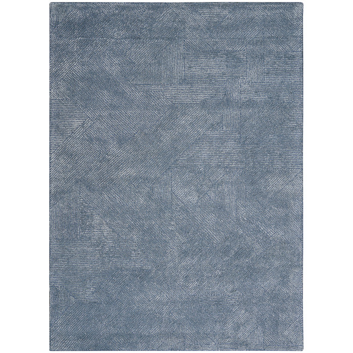 Celestial Abstract 5'3" x 7'3" Blue Hand-Tufted Wool-Viscose Rug