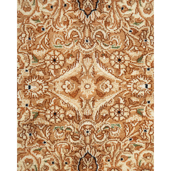 Hand-Knotted Ivory Wool Rectangular Area Rug 9'1" x 11'10"