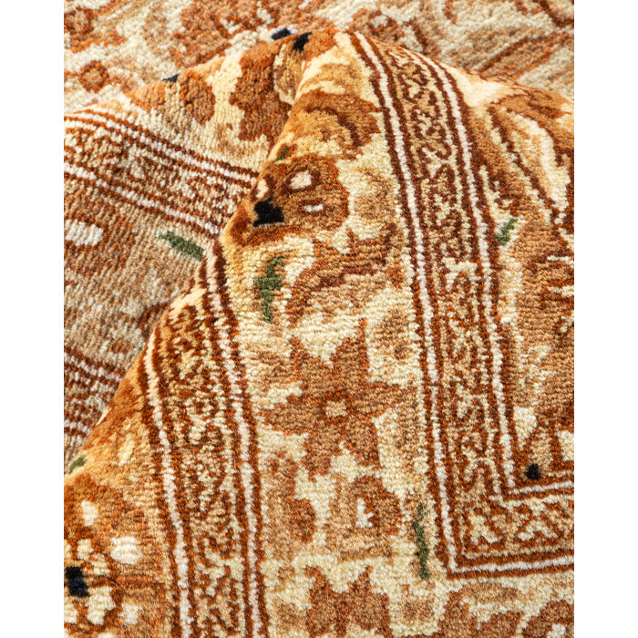 Hand-Knotted Ivory Wool Rectangular Area Rug 9'1" x 11'10"