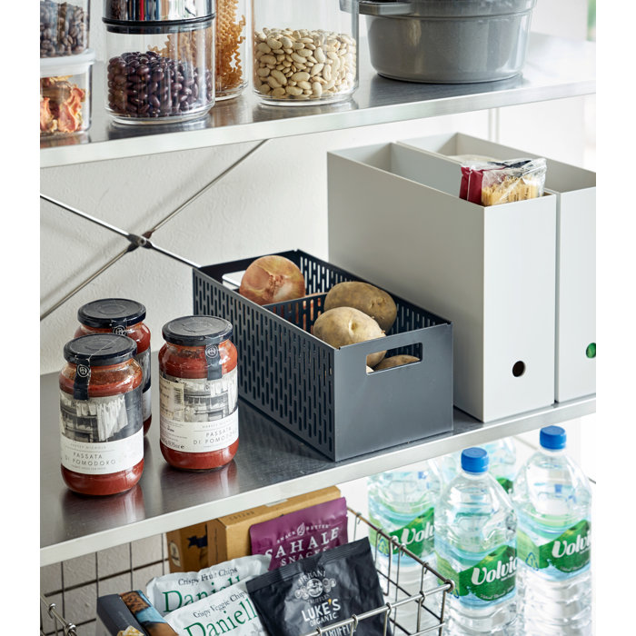 Black Stackable Plastic Vegetable Storage Baskets with Handles