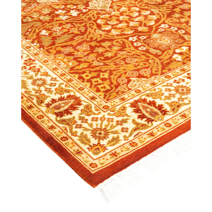 Mogul Orange Hand-Knotted Wool Area Rug 3'3" x 5'3"