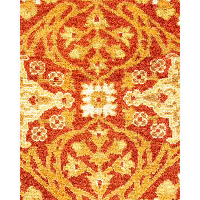 Mogul Orange Hand-Knotted Wool Area Rug 3'3" x 5'3"
