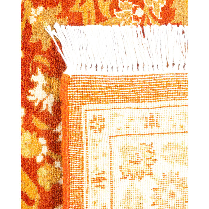 Mogul Orange Hand-Knotted Wool Area Rug 3'3" x 5'3"