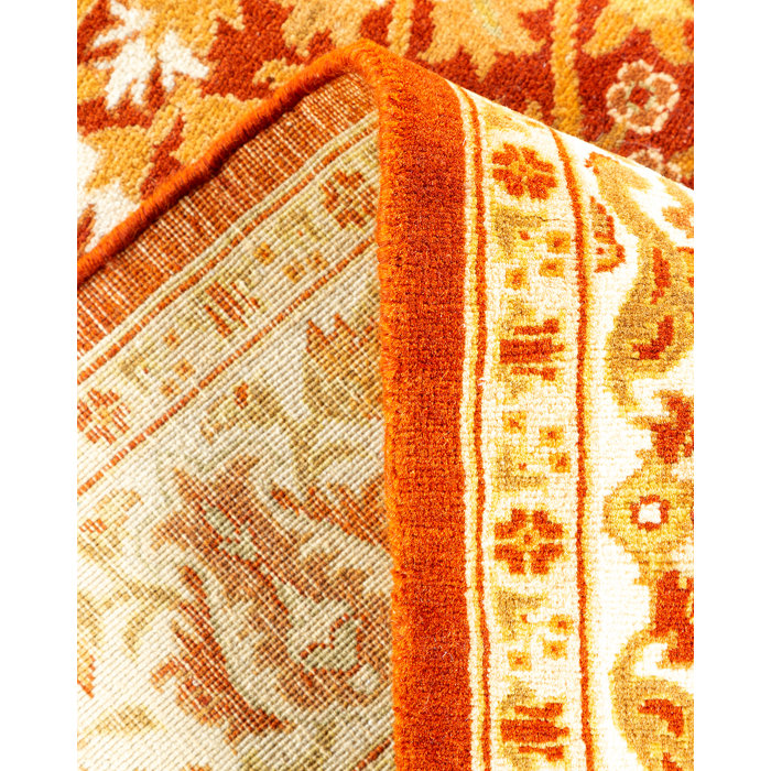 Mogul Orange Hand-Knotted Wool Area Rug 3'3" x 5'3"