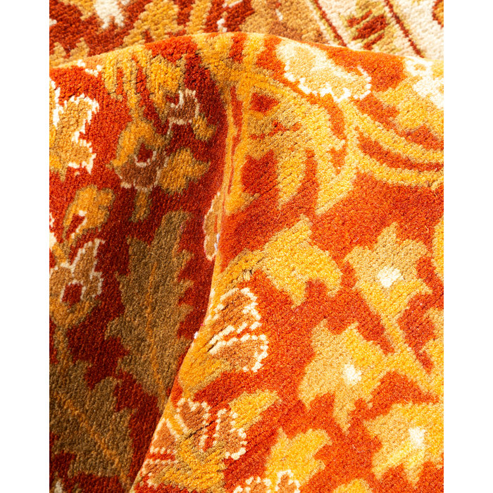 Mogul Orange Hand-Knotted Wool Area Rug 3'3" x 5'3"