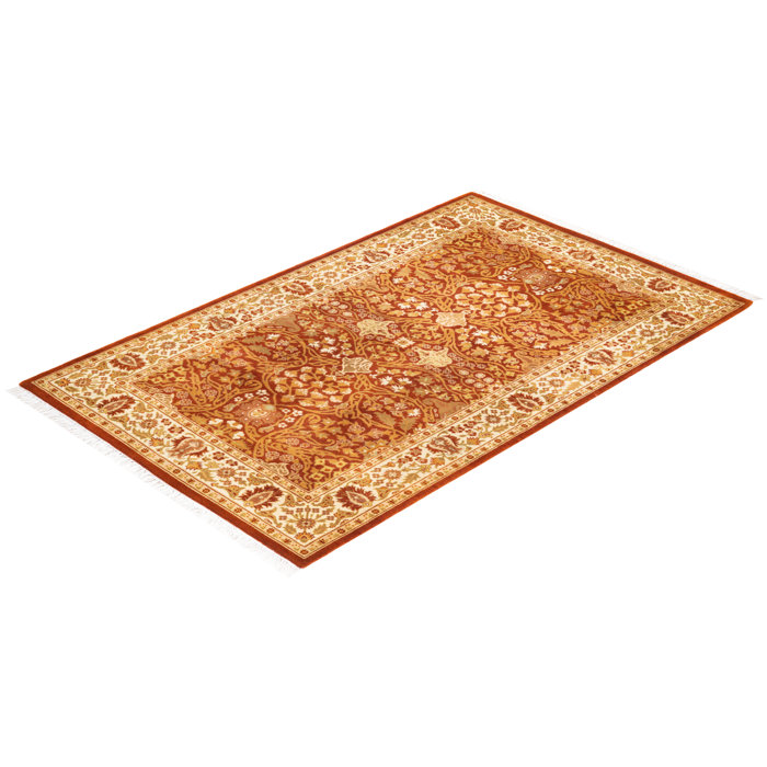 Mogul Orange Hand-Knotted Wool Area Rug 3'3" x 5'3"