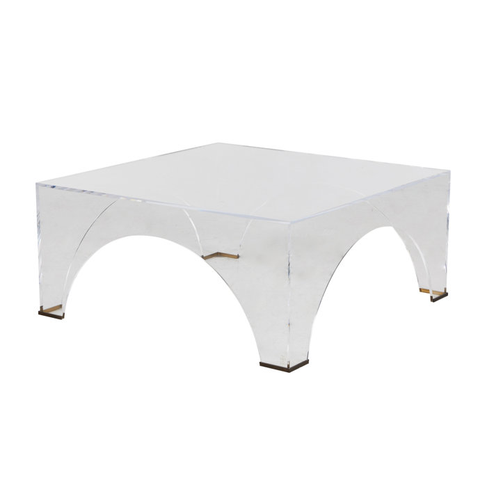 Clear Acrylic Coffee Table with Brushed Brass Accents
