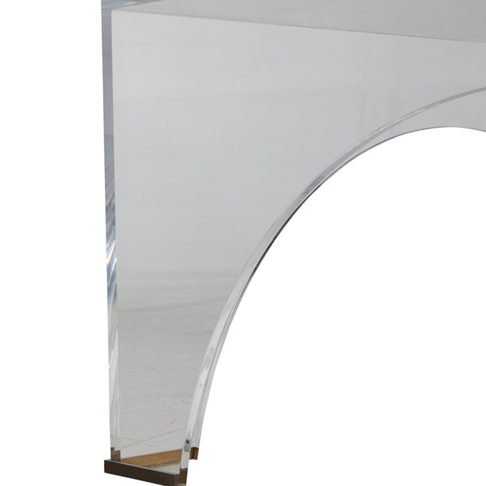 Clear Acrylic Coffee Table with Brushed Brass Accents