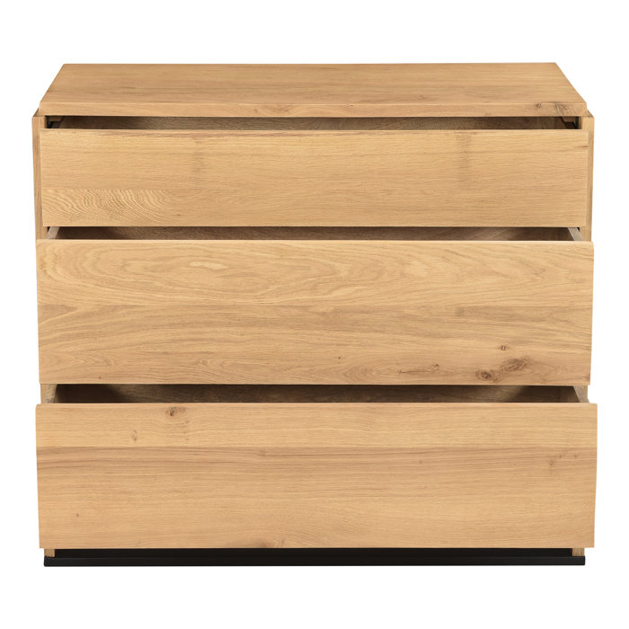 Calypso Natural Oak 3-Drawer Solid Wood Dresser