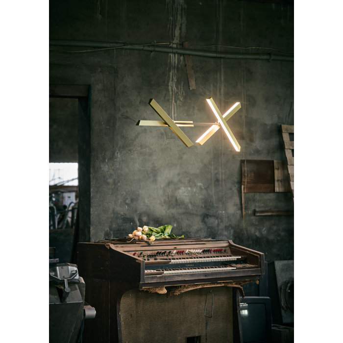 Modern Geometric 4-Light LED Pendant in Matte Black and Gold