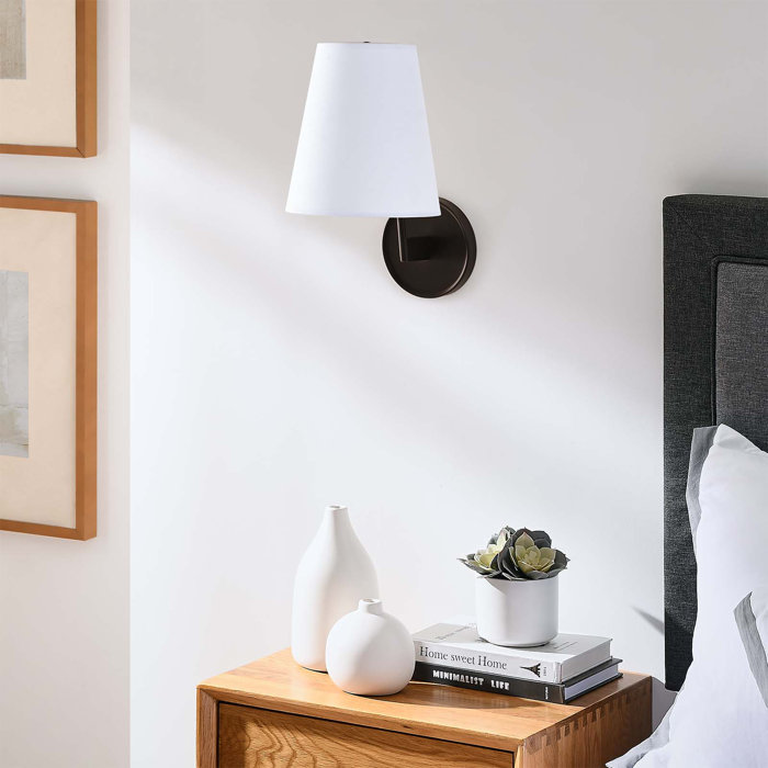 Surround Bronze 11" Wall Sconce with Fabric Cone Shade