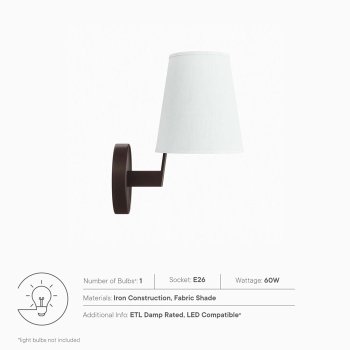 Surround Bronze 11" Wall Sconce with Fabric Cone Shade