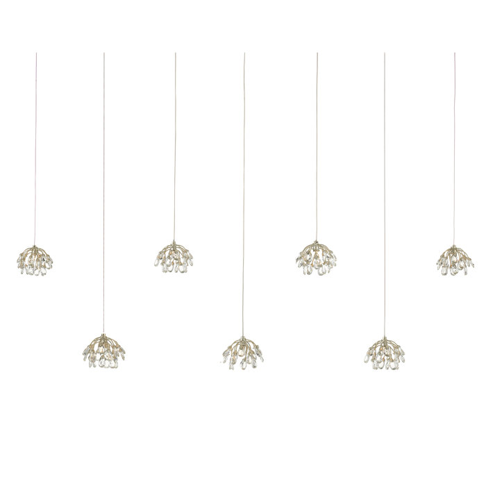 Elegant Crystal and Silver 7-Light LED Island Pendant