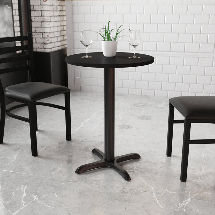 Elegant 24" Round Black Laminate Dining Table with X-Base