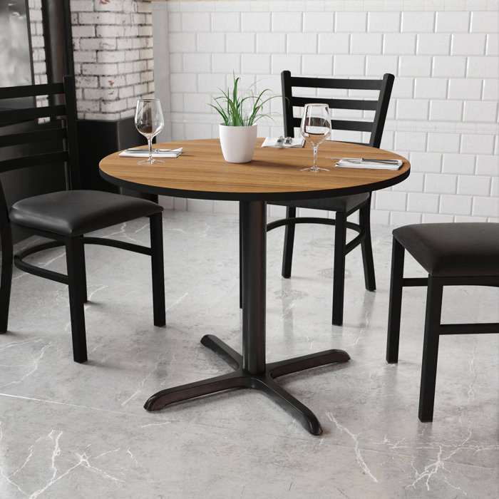 Contemporary 36'' Round Walnut Laminate Bar Height Table