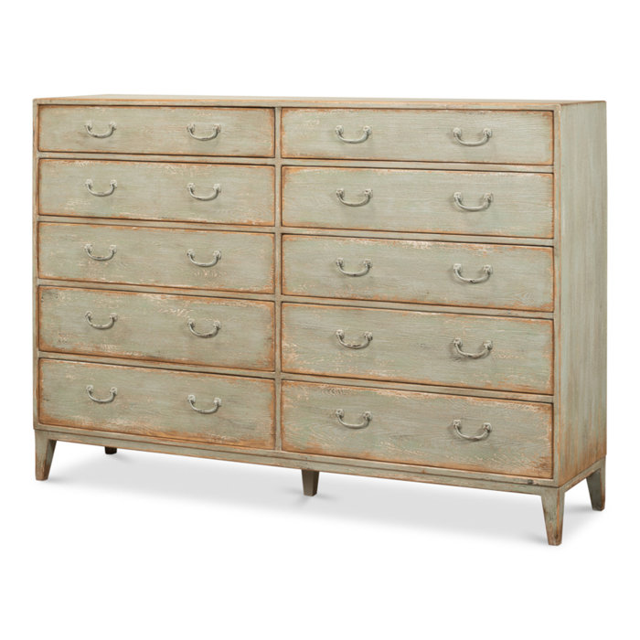 Sage Green Transitional 10-Drawer Dresser