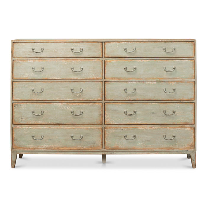 Sage Green Transitional 10-Drawer Dresser