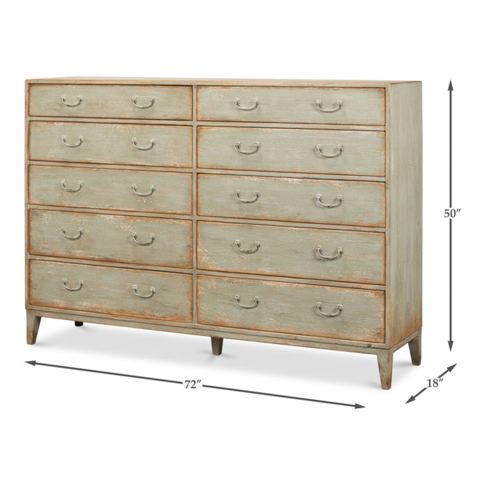 Sage Green Transitional 10-Drawer Dresser