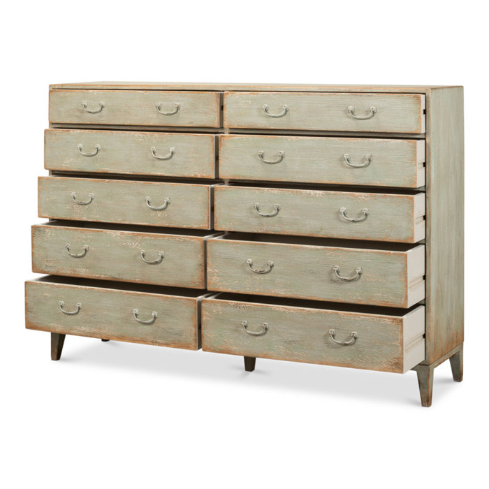 Sage Green Transitional 10-Drawer Dresser