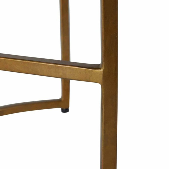 Mack White Leather and Gold Metal Counter Stool