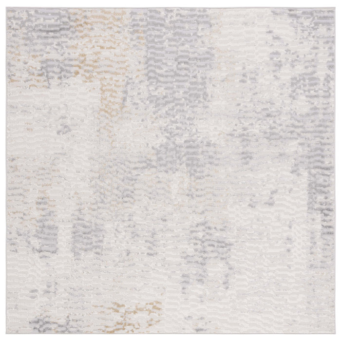 Palma Erica Abstract Gray Square Synthetic Rug - 6'7" x 6'7"