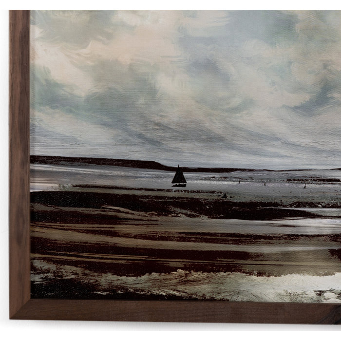 Large Walnut Framed Coastal Canvas Print