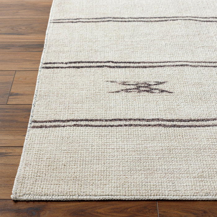 Modern Gray Stripe Synthetic Area Rug 6 ft 7 in Square