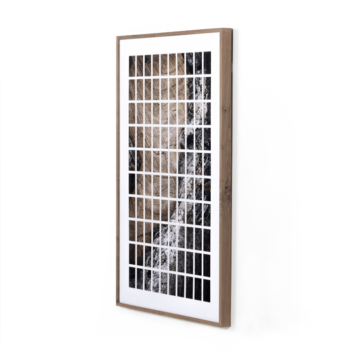 Large Walnut Framed Canvas Print with Abstract Design