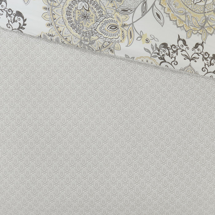 King/Cal King Yellow Cotton Floral Reversible Duvet Set