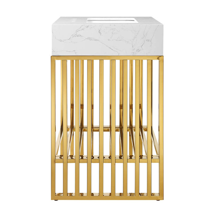 Modern Gridiron 24" Gold Stainless Steel Bathroom Vanity