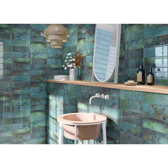 Marza Aqua Glossy Ceramic Subway Wall Tile Case