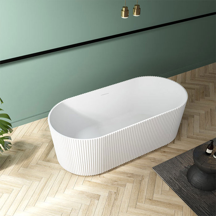 67'' White High-Gloss Acrylic Freestanding Double Slipper Bathtub
