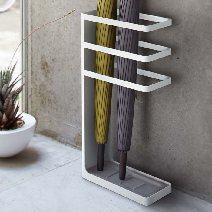 White Steel Freestanding Umbrella Holder for Entryway