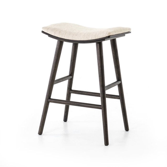 Essence Natural Cream Wood Saddle Style Backless Counter Stool