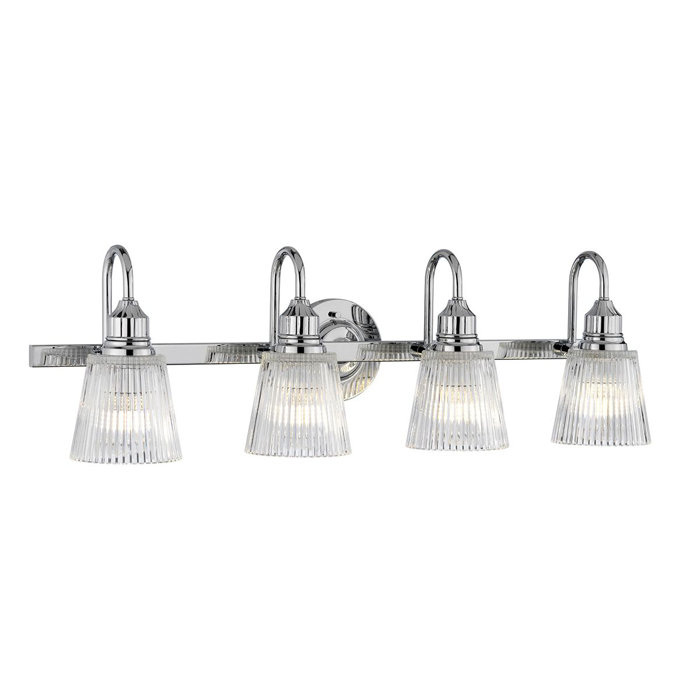 Julija 4-Light Chrome Vanity Light with Ribbed Glass Shades