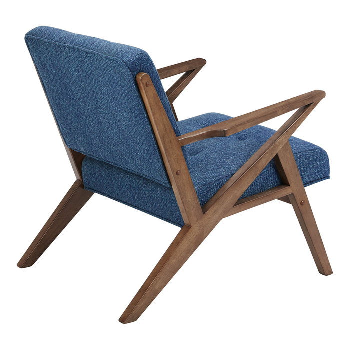 Mid-Century Modern Rocket Lounge Chair in Blue and Pecan