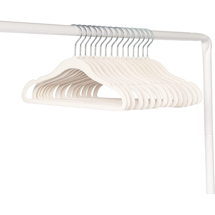 Cream Velvet Non-Slip Baby Clothes Hangers, Pack of 30