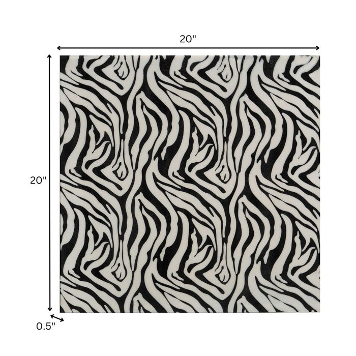 Zebra Essence 20'' Black & White Iron Faux Fur Wall Tile