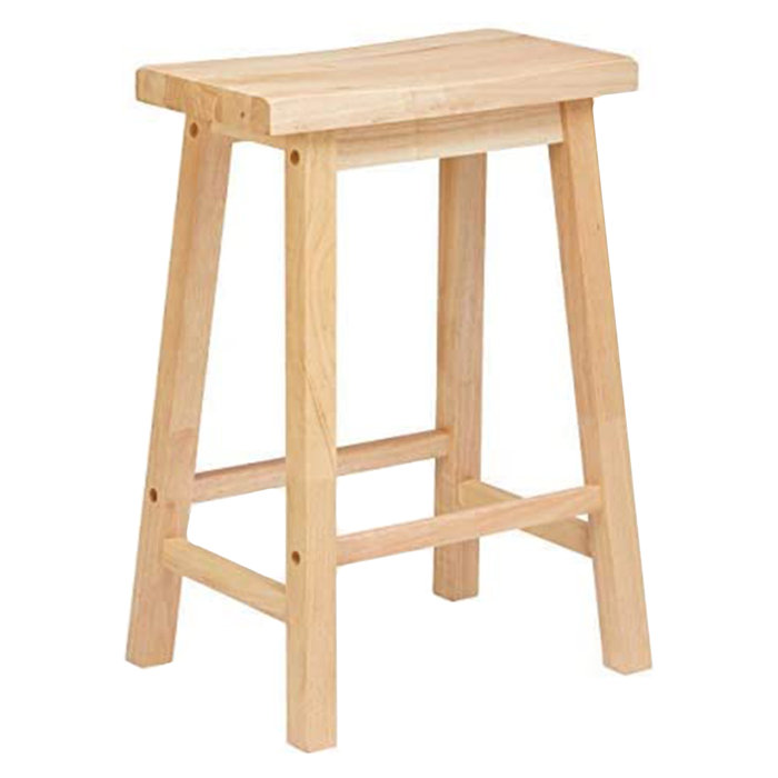 Adjustable Natural Wood Backless Saddle-Style Counter Stool