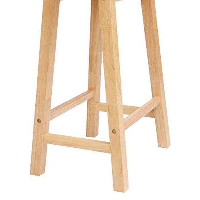 Adjustable Natural Wood Backless Saddle-Style Counter Stool