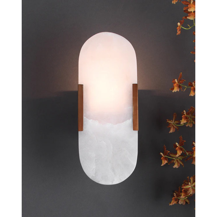 Delphi Antique Brass 2-Light Alabaster Wall Sconce