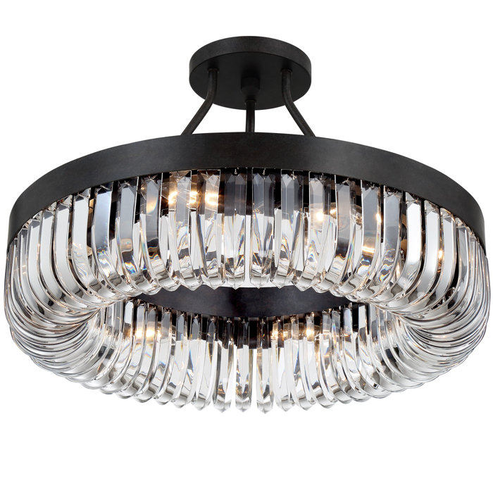 Charcoal Bronze 8-Light Chandelier with Clear Glass Beads