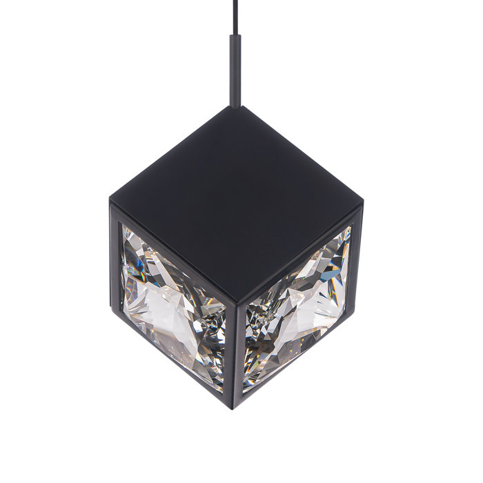 Ice Cube Mini LED Black Brass Pendant with Crystal Diffuser